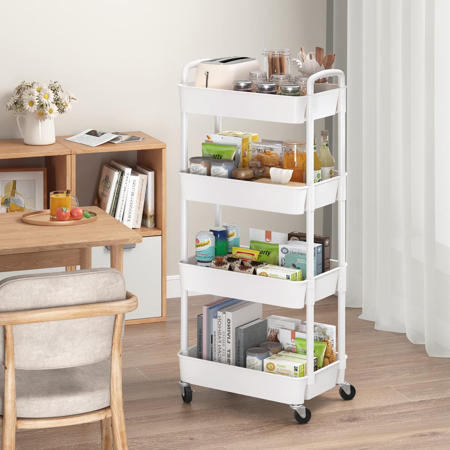 Plastic Rolling Utility Cart, Storage Trolley, Movable Storage Organizer, Storage Cart -3 Tier Plastic Rolling Utility Cart, Storage Trolley, Movable Storage Organizer, Storage Cart -3 Tier